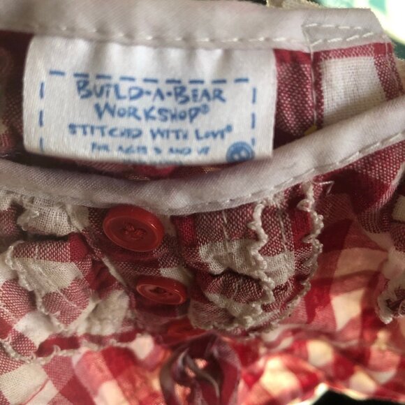 Build-A-Bear Hello Kitty Outfit Set Gingham Ruffled Top Denim Skirt Red/White OS - Picture 6 of 10